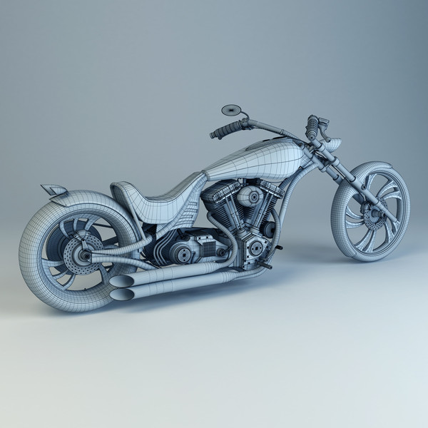custom chopper 3d max - Custom Chopper by platinum3dmodels